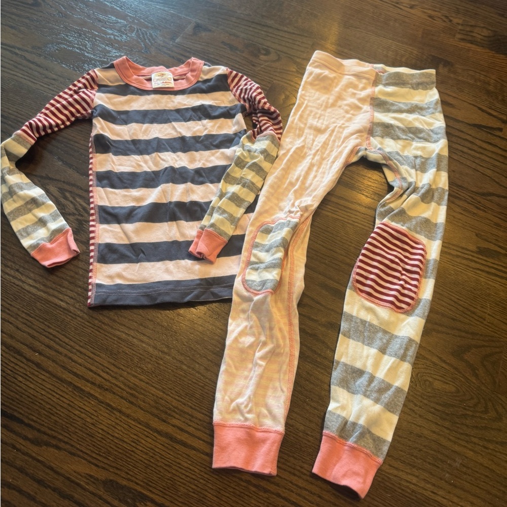 Hanna Andersson Pink and Gray Striped Pajama Set
